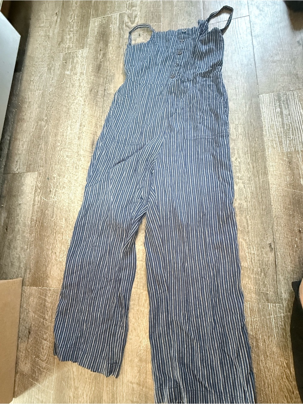Old Navy Striped Navy Wide-Leg Jumpsuit with Buttons